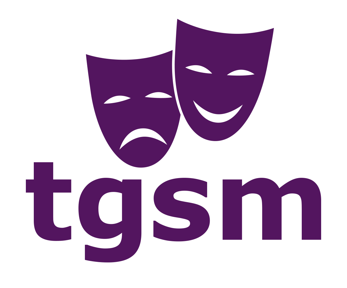 Eine traurige und eine lachende Larve bilden das Logo des Theater-Ensemble tgsm.