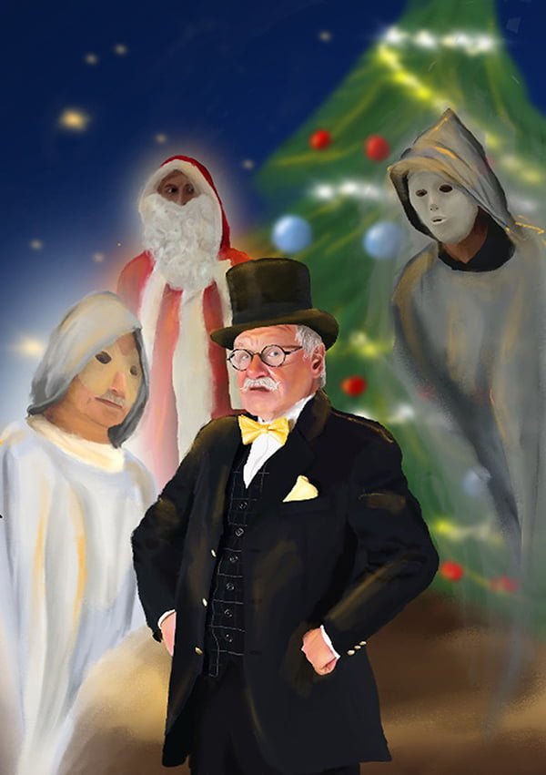 weihnachten-alles-humbug In der Weihnachtsgeschichte kämpfen die Weihnachtsgeister um Herz und Seele des hartherzigen Bankiers Ebenezer Scrooge.